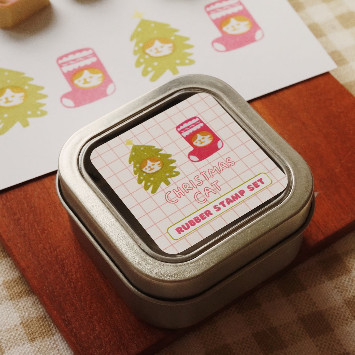 Christmas Cat Handmade Stamp Set