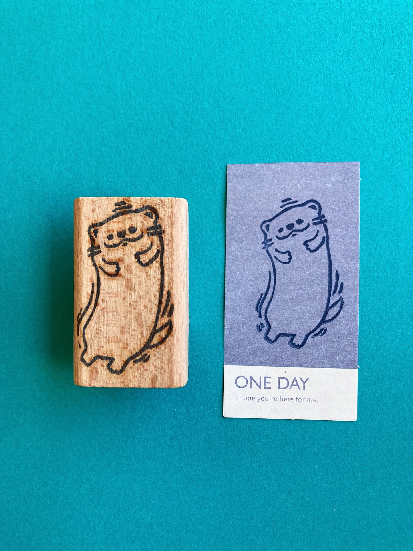 Swimmer Otter Rubber Stamp