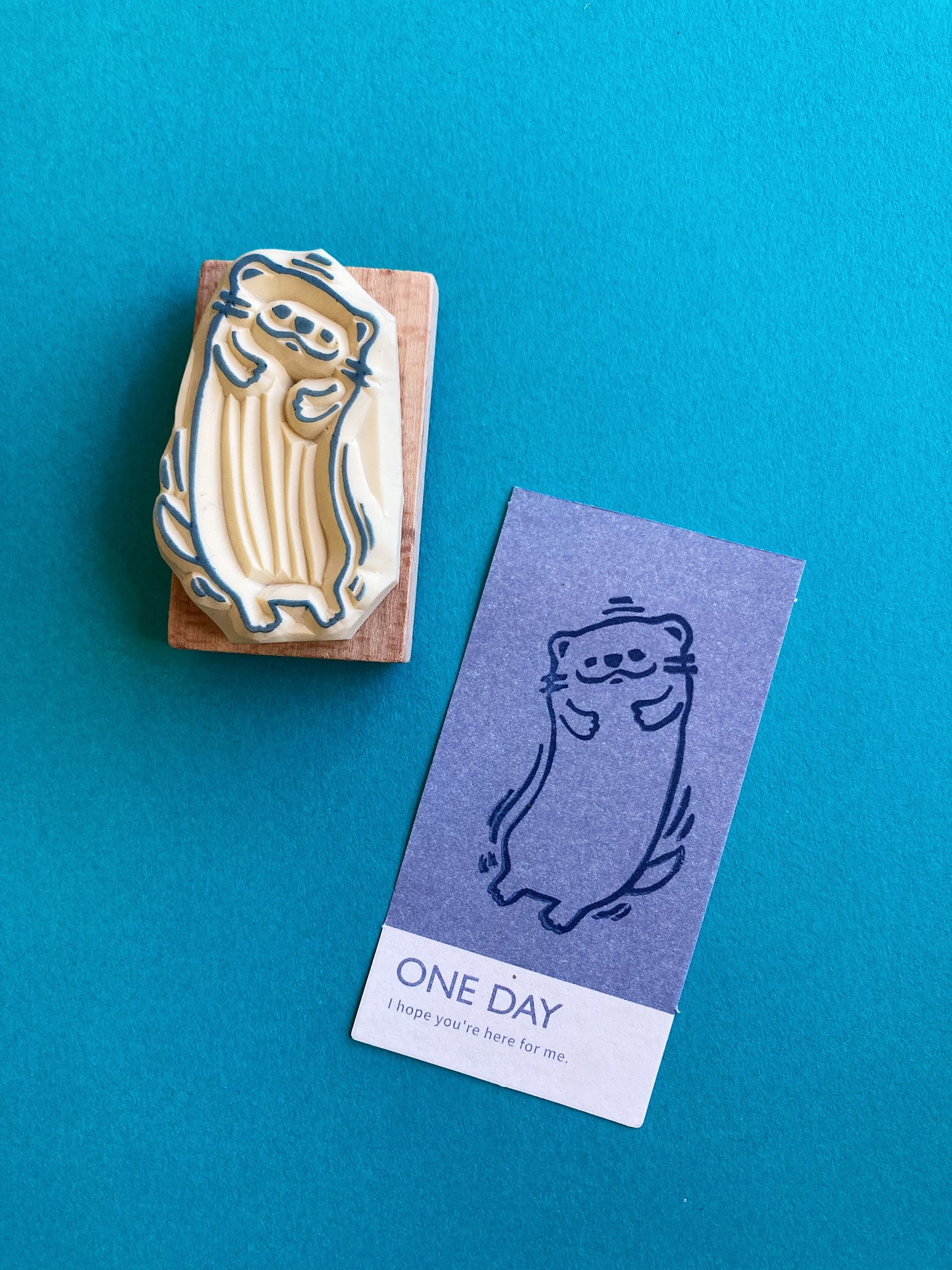 Swimmer Otter Rubber Stamp
