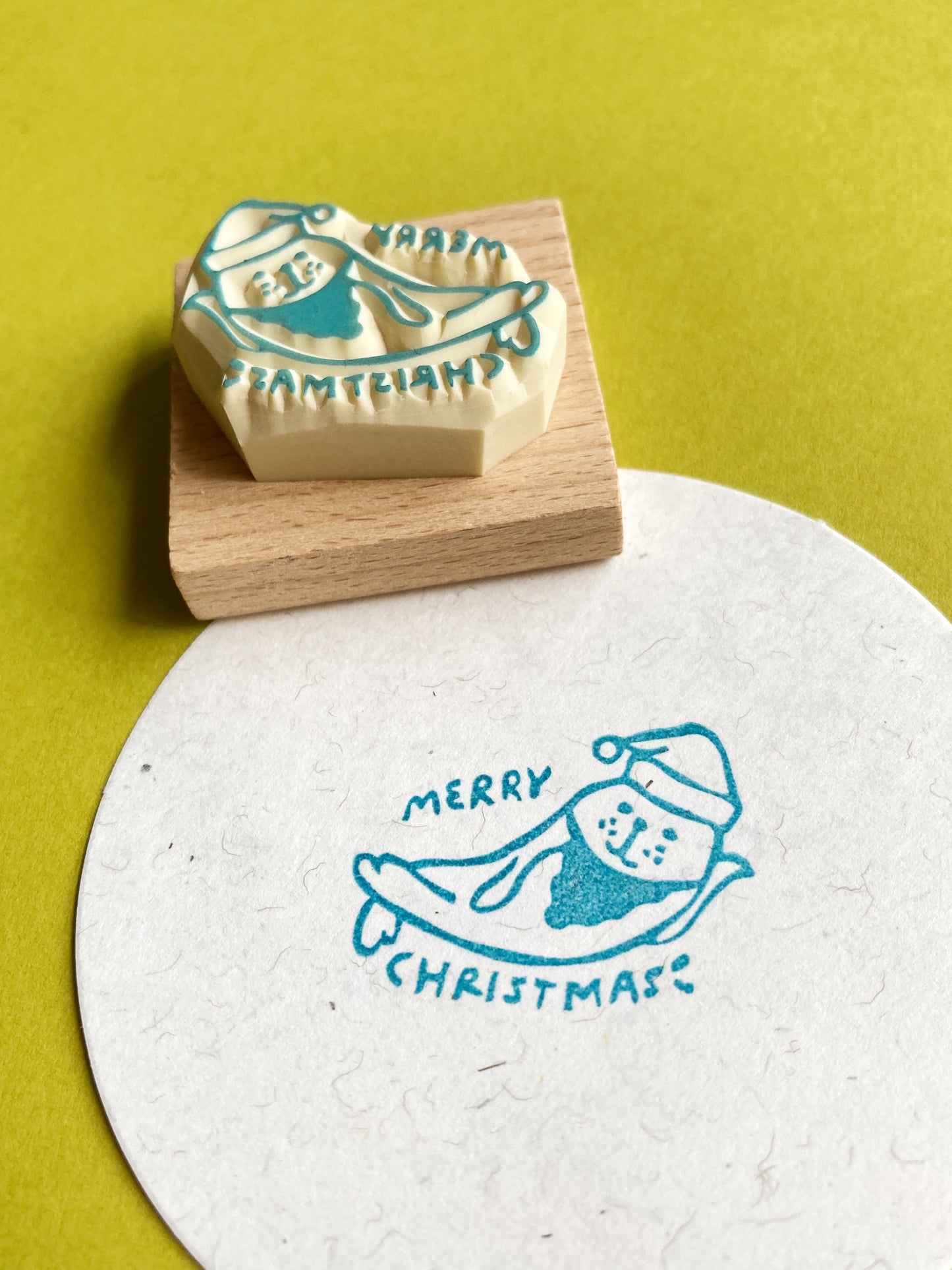 Merry Christmas Seal Rubber Stamp