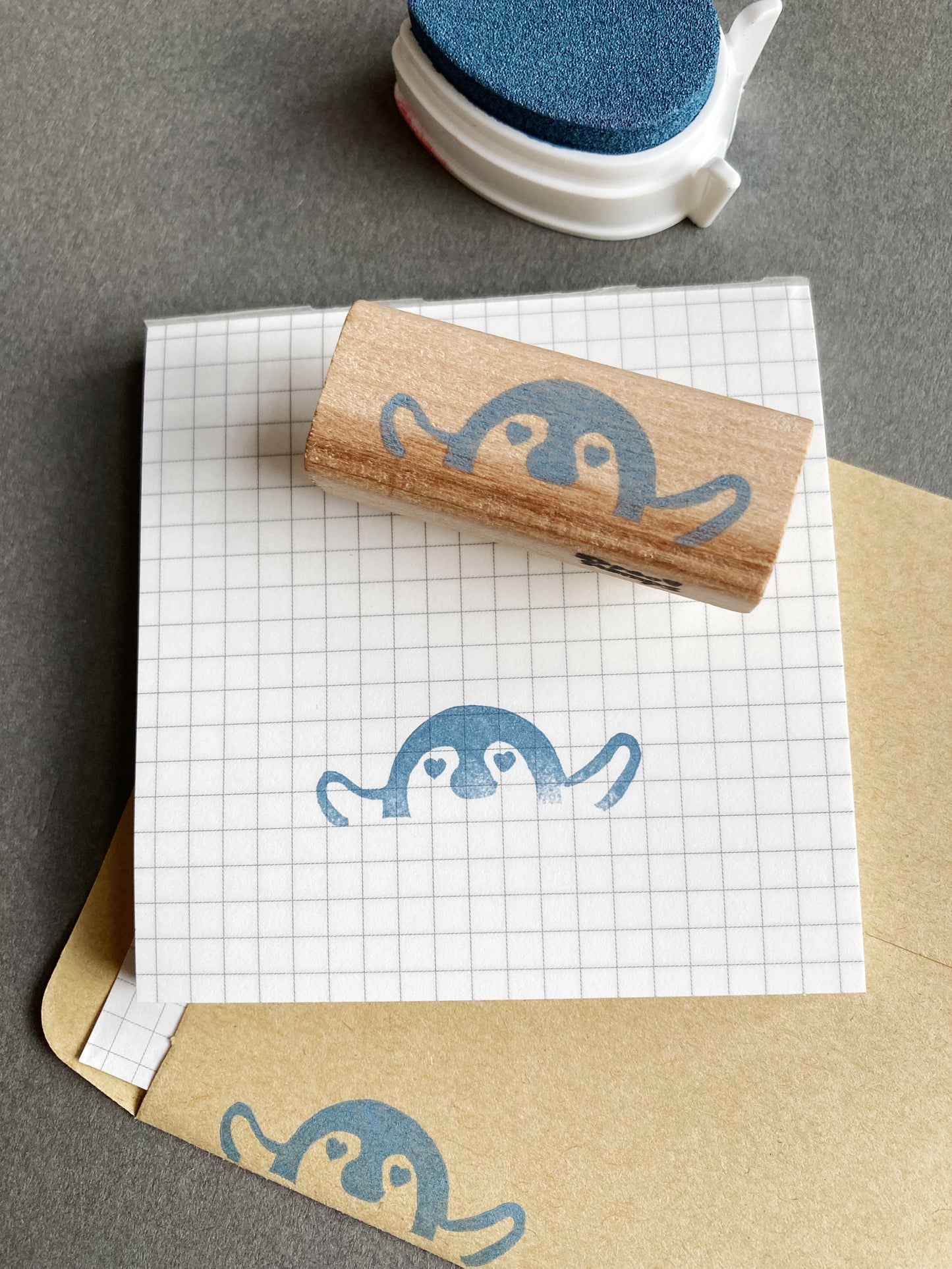 Heart Eyes Penguin Rubber Stamp
