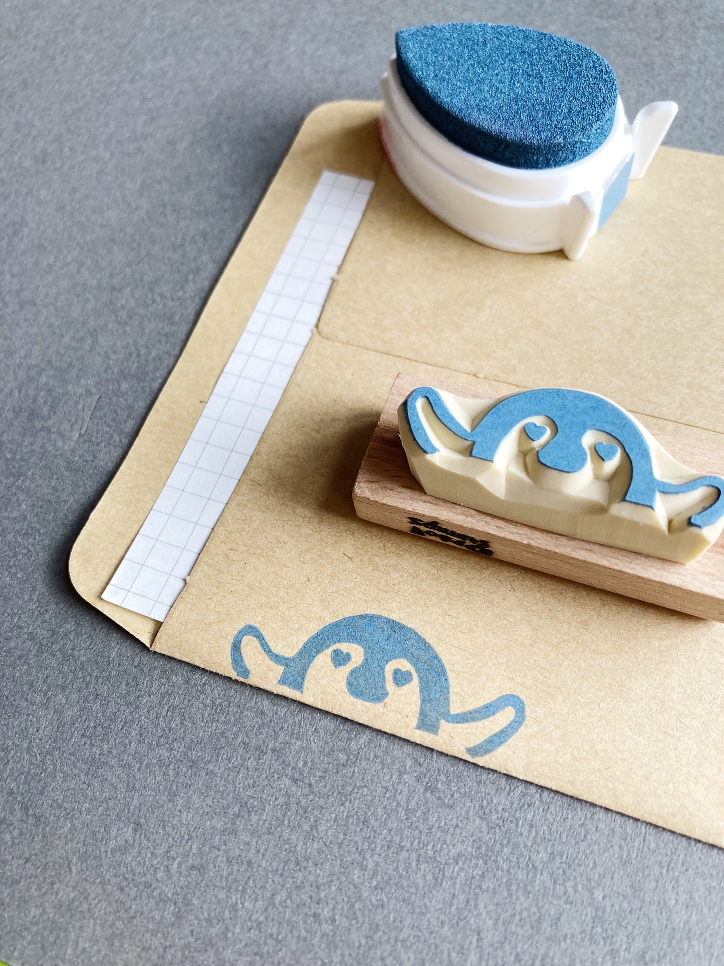 Heart Eyes Penguin Rubber Stamp