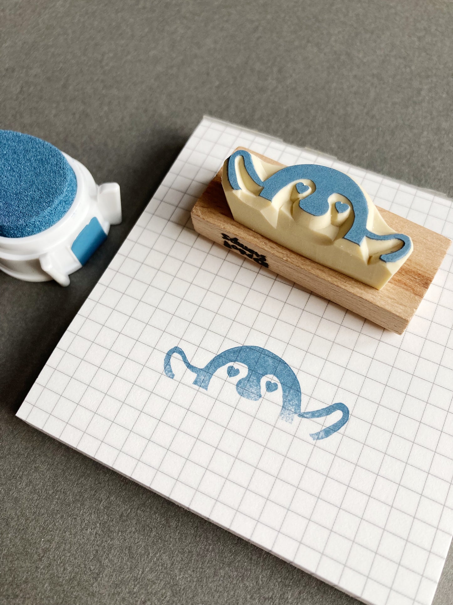 Heart Eyes Penguin Rubber Stamp