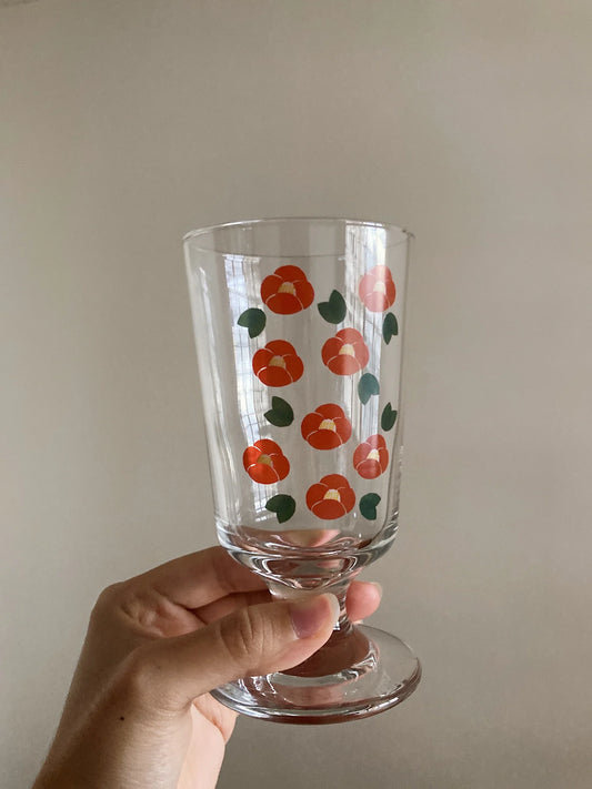 Red Camellia Tall Glass Cup