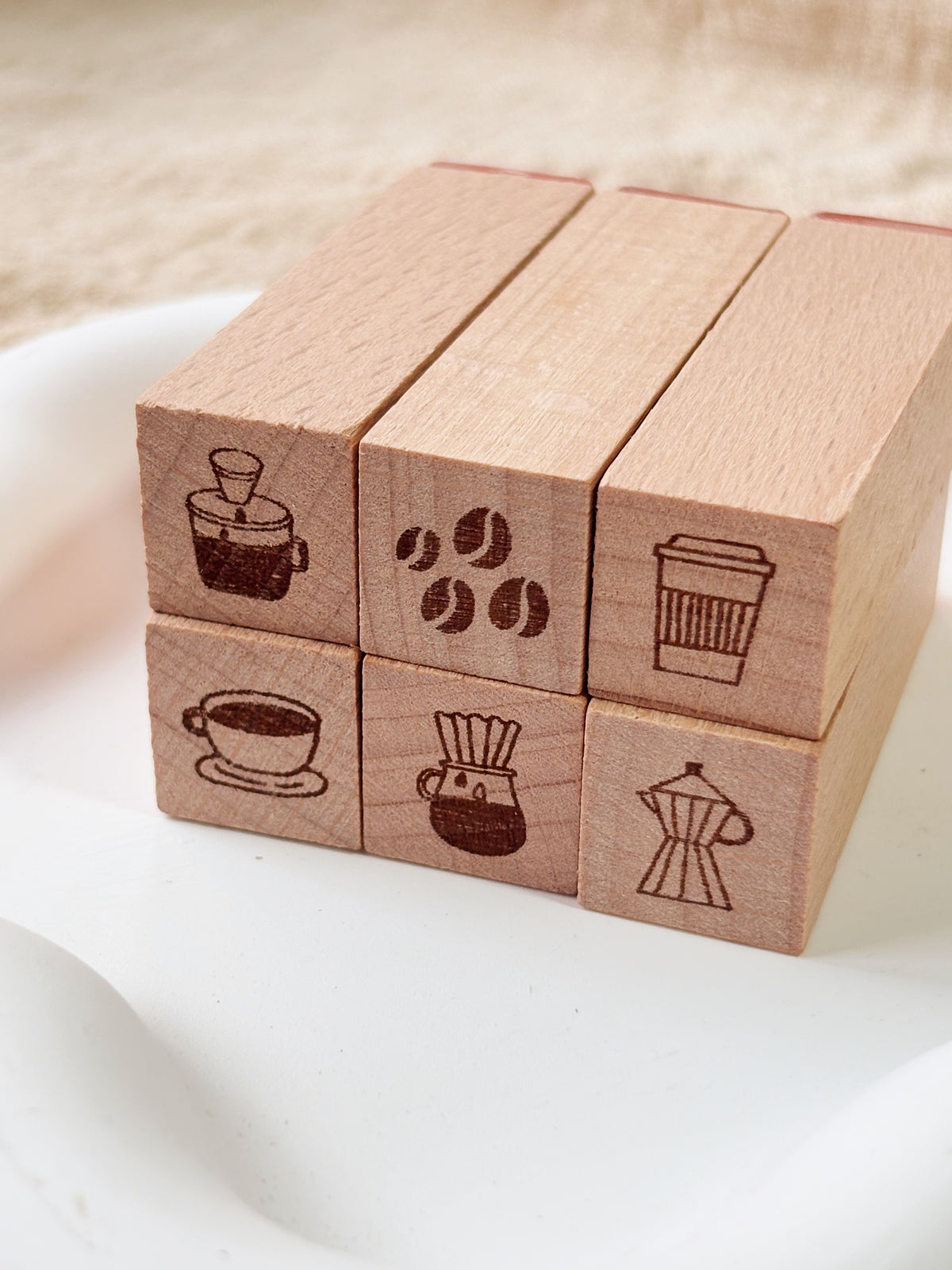 Mini Coffee Wooden Stamp Set