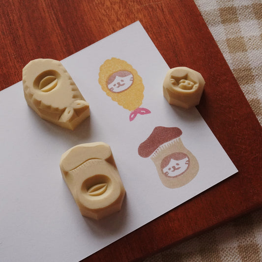 Ebi & Mushroom Cat Handmade Stamp Set