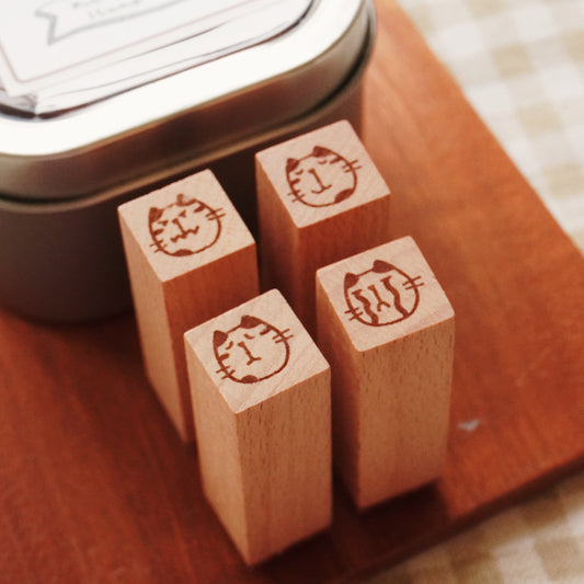 Mini Cat Wooden Stamp Set