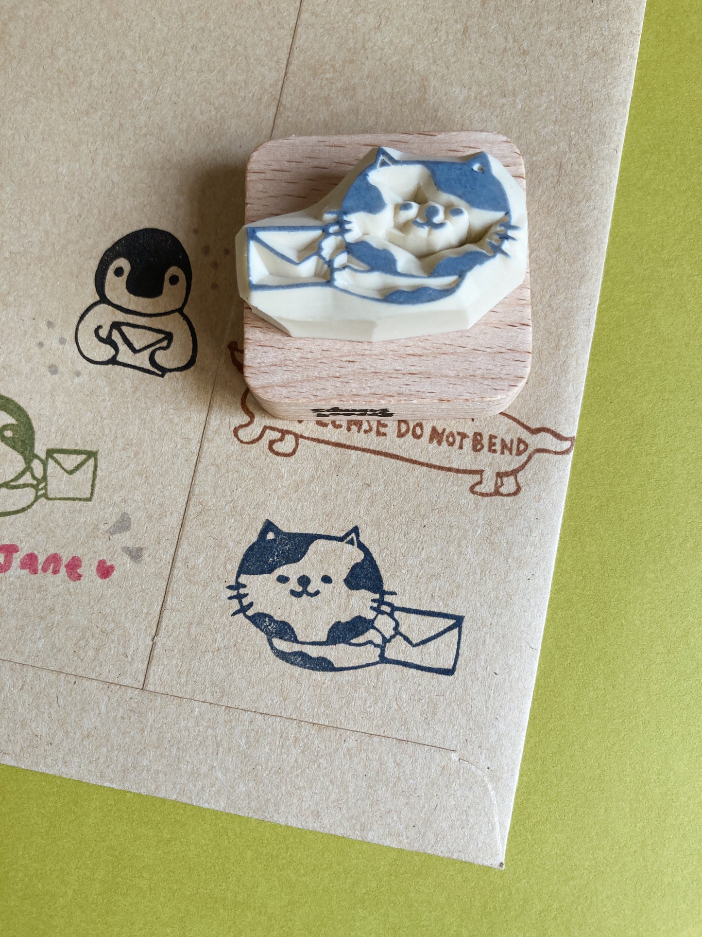 Courier Cat Rubber Stamp