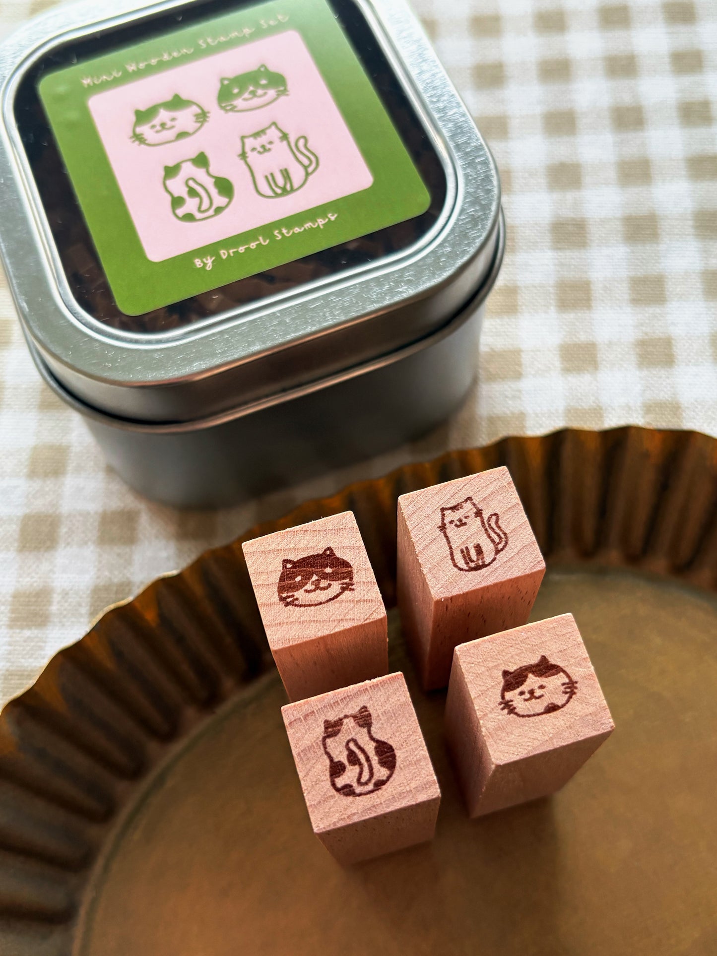 Mini Cat Fam Wooden Stamp Set