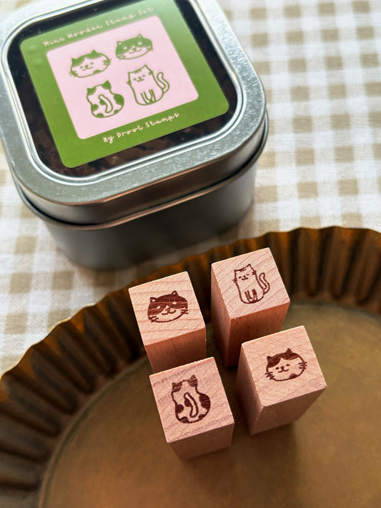 Mini Cat Fam Wooden Stamp Set