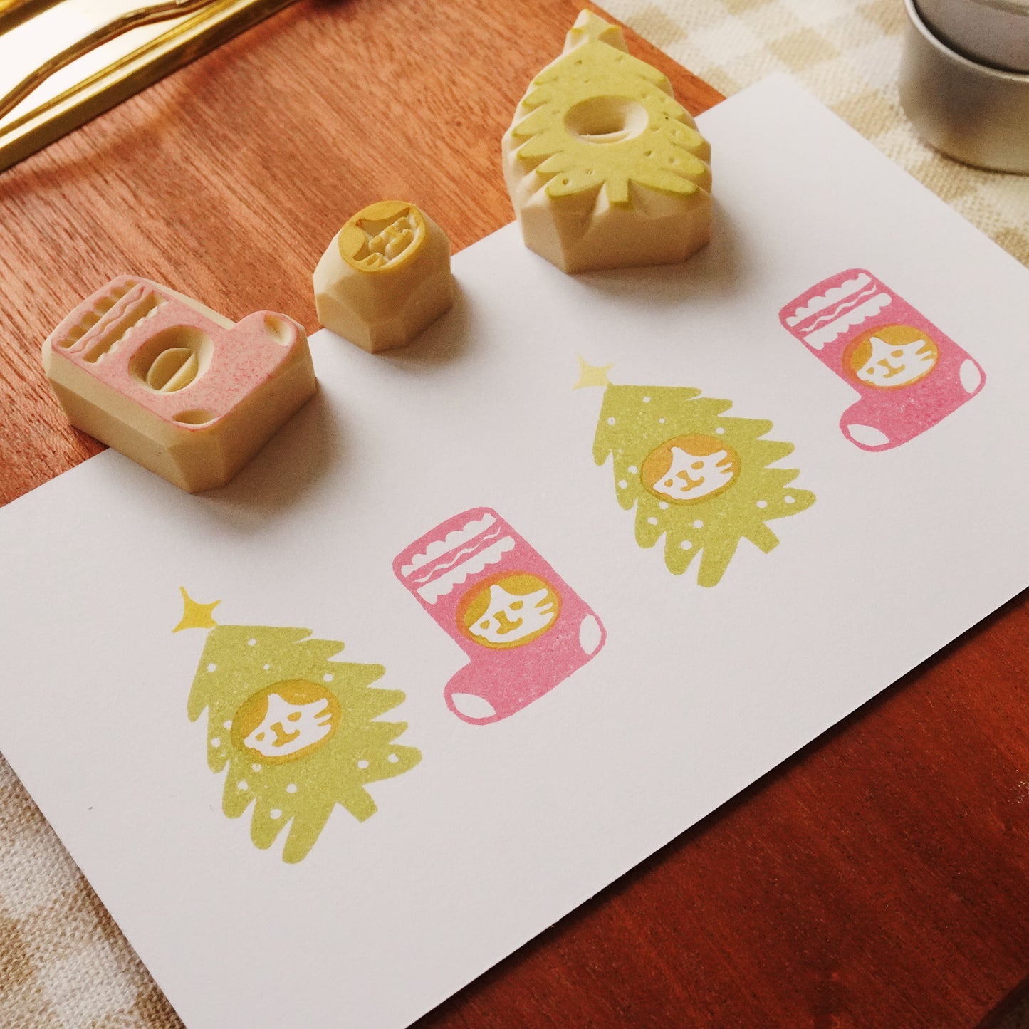 Christmas Cat Handmade Stamp Set