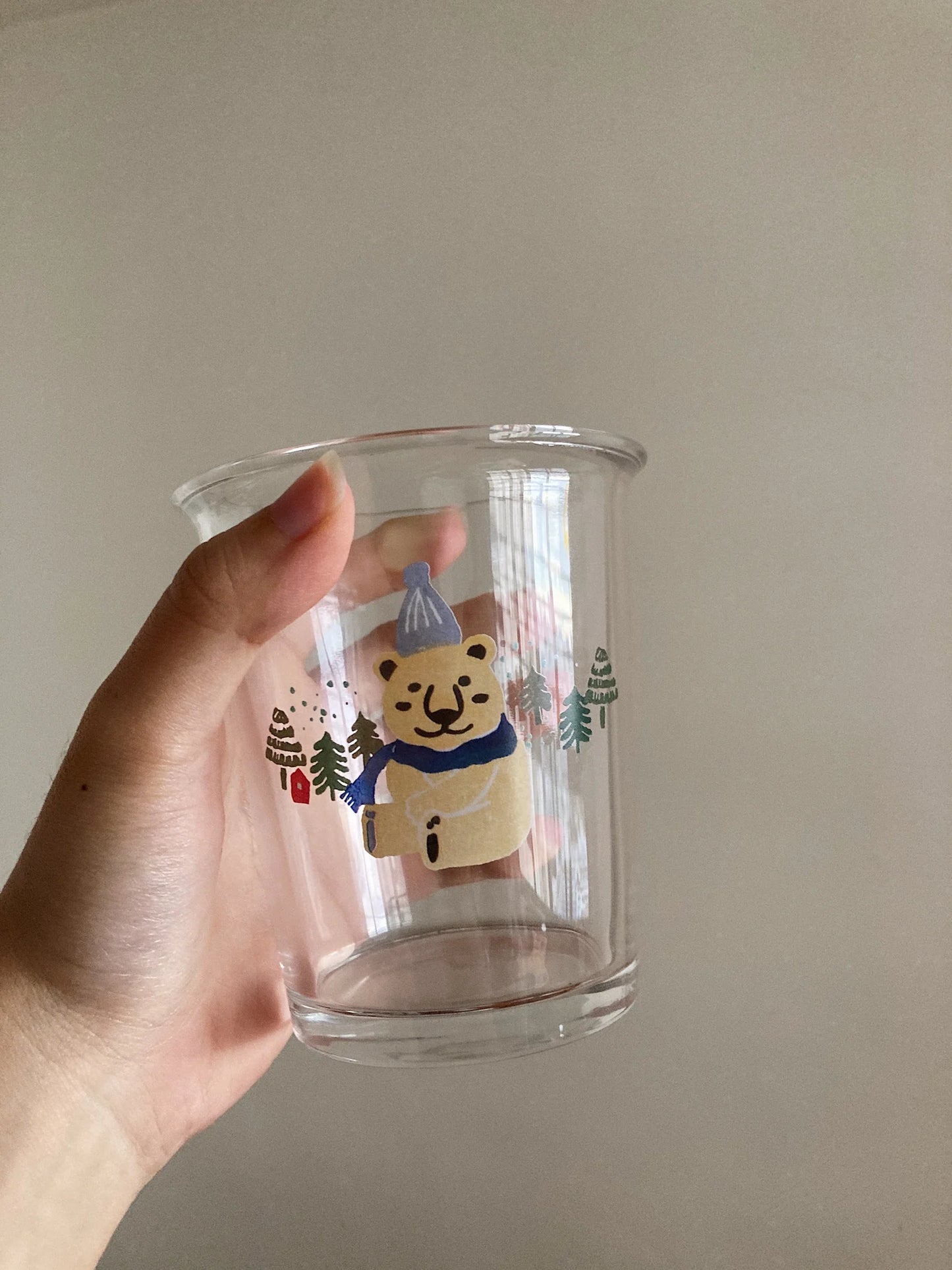 Winter Polar Bear Glass Cup